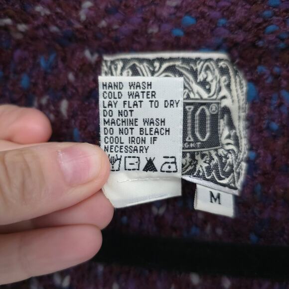 Anthro Curio Vintage Plum Cottagecore Chunky Knit Covered Buttons Petticoat M - Picture 11 of 16